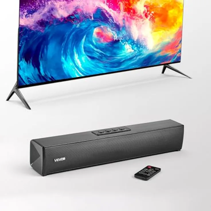 VEVOR Soundbar 2.0-Kanal, 450 mm kompakte TV-Lautsprecher mit Bluetooth 5.0, 80-W-Surround-Soundsystem und Fernbedienung für Heimkino-Audio