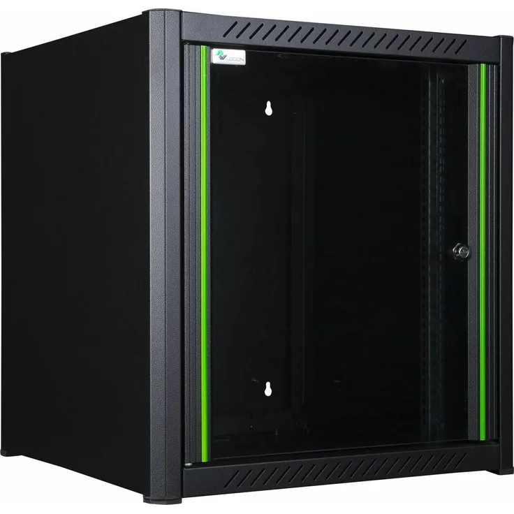 Logon RWM12U56BL Wandrek 12U, 19 Zoll Serverschrank mit antistatischer Glastür, Schwarz