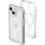 URBAN ARMOR GEAR Plyo Hülle kompatibel mit Apple iPhone 15 [Wireless Charging/Magnetisches Aufladen kompatibel, Sturzfeste Air-Soft Ecken, Erhöhter Rand] Ice (transparent) / weiß