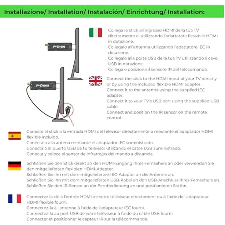 Digiquest DecoderTerrestre XO Stick, DVB-T2, Schwarz - 2-in-1-Fernbedienung, Mediaplayer-Funktion, Energieeinsparung durch USB-Stromversorgung – Bild 4