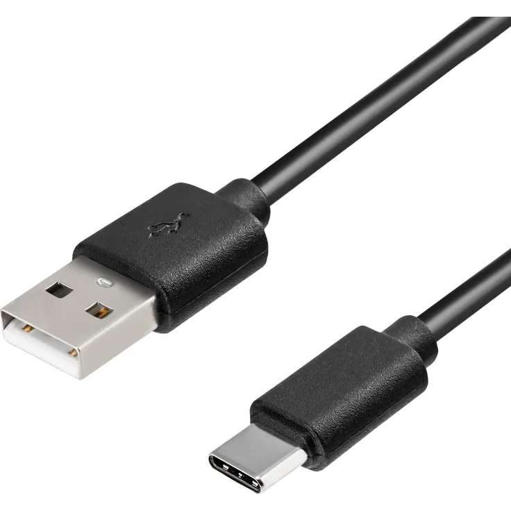 hb-digital USB 2.0 Kabel USB A Stecker auf USB C Stecker, 1m, schwarz, 480 Mbit/s Bandbreite, vergossen und geschirmt