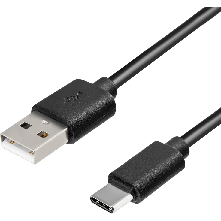 hb-digital USB 2.0 Kabel USB A Stecker auf USB C Stecker, 1m, schwarz, 480 Mbit/s Bandbreite, vergossen und geschirmt