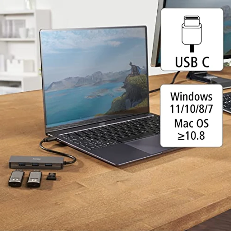 Hama USB-C-Hub 4 Ports USB 3.2 10 Gbit-s Plug & Play PC Notebook Aluminium (00200105) – Bild 5
