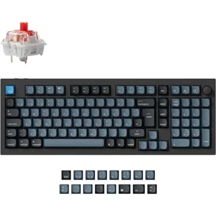 Keychron Q5 Pro kabellose mechanische QMK/VIA-Tastatur, 96% deutsches DE-ISO-Layout, programmierbarer Knopf, Vollaluminium-Doppeldichtungsdesign, Hot-Swap-fähiger roter K Pro-Schalter
