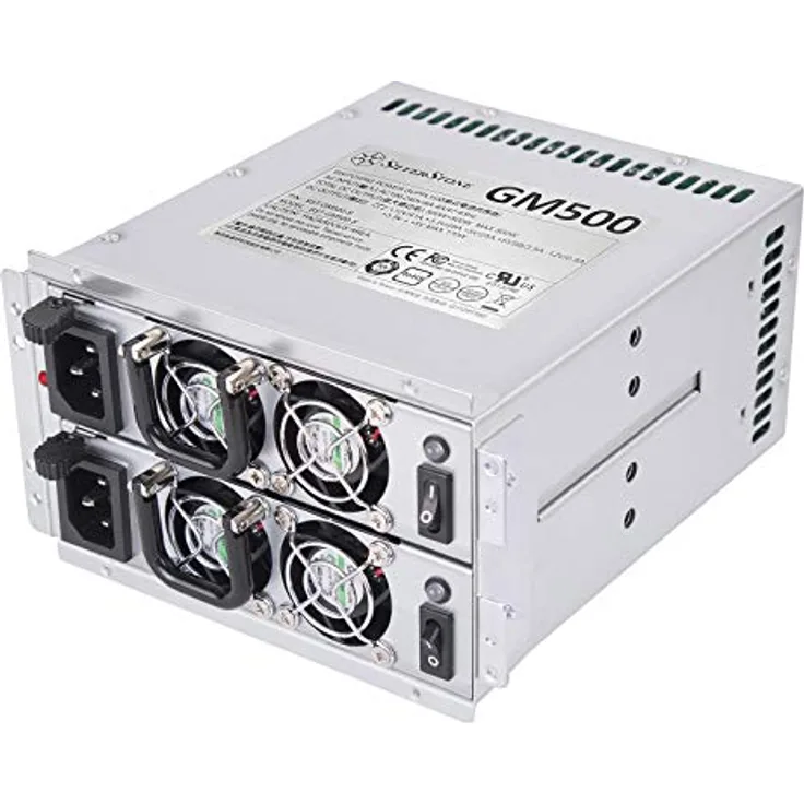 SilverStone GM500-S, Redundantes Mini-Netzteil 80 Plus Silver, 500W + 500W, kompaktes Design mit Hot-Swapping-Funktion
