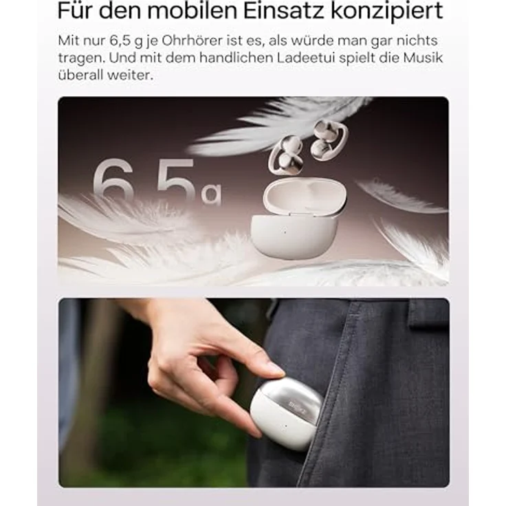 Shokz OpenDots, Kabellose Kopfhörer mit 40 h Akkulaufzeit und IP54 Spritzwasserschutz, Grau – Bild 5