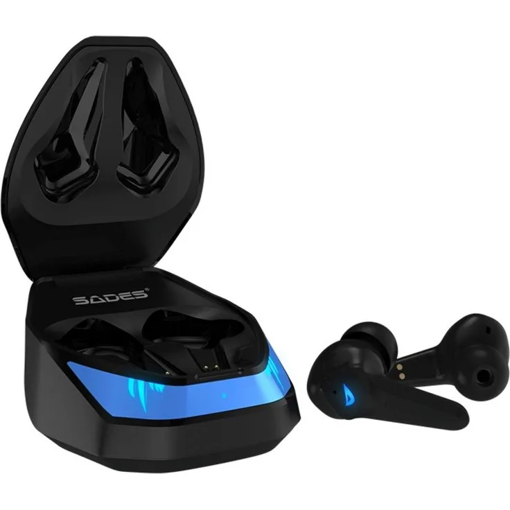 Sades Wings 200 TW-S02 In-Ear-Kopfhörer, kabellos, mit Mikrofon, Bluetooth 5.0, automatische Kopplung, schwarz/blau