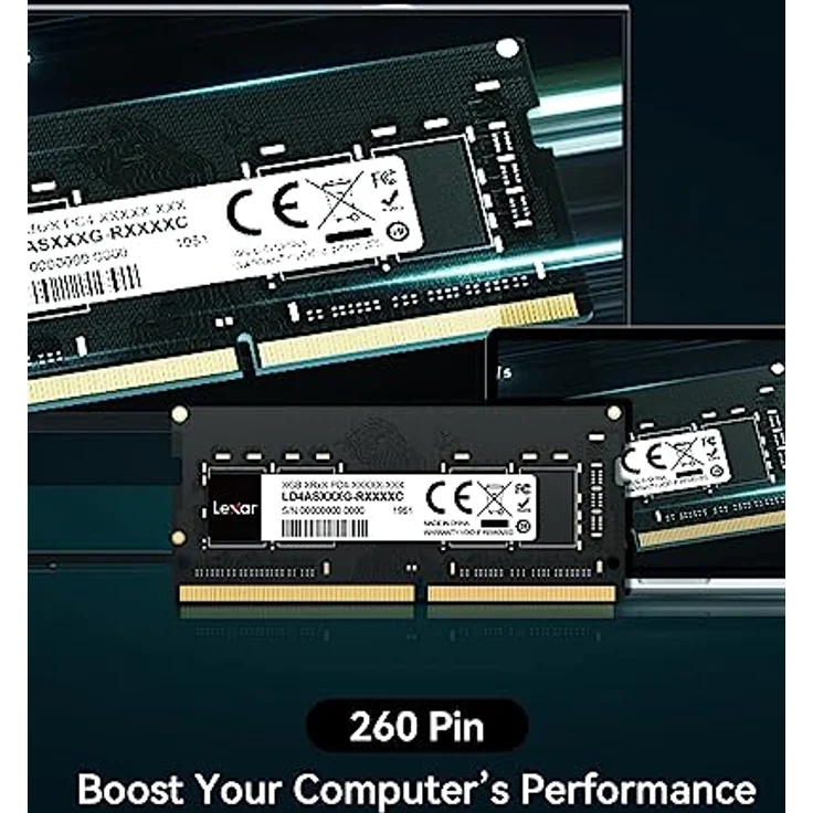 Lexar SODIMM DDR4 8GB, 3200 MHz Laptop RAM, 260-Pin SODIMM Laptop-Speicher, Hochleistungs-SO-DIMM, PC-Laptop-Computerspeicher, Hochleistungs Arbeitsspeicher (LD4AS008G-B3200ASST) – Bild 3