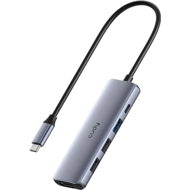 Cudy UH405 USB C Hub, 5-in-1 Multiport Adapter mit 100W PD, 4K HDMI, 3 USB-A Ports, Aluminium für MacBook, Galaxy, Surface, XPS, iPad