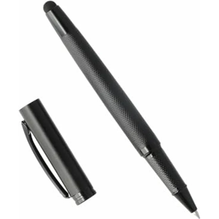 4smarts Eingabestift Stylus Pen 2in1 ErgoRib Kugelschreiber und Touchscreen-Stift, elegant in Schwarz und mit geriffelter Oberfläche – Bild 2