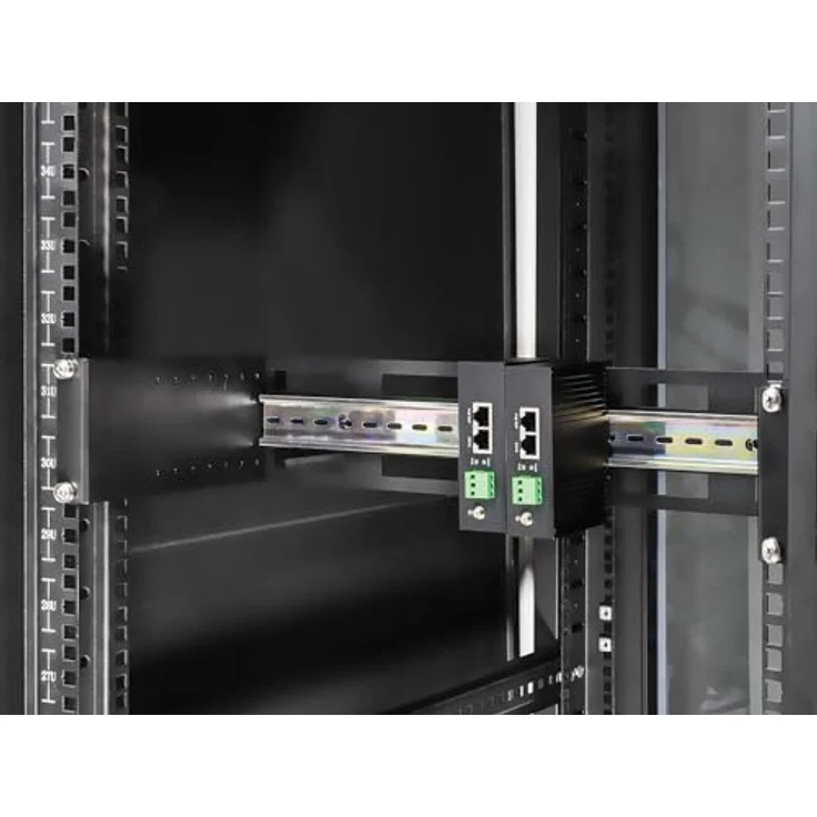 Intellinet Verstellbares 48,3 cm Rackmount 2U DIN-Schienen-Kit – 8-stufige Tiefenverstellung mit Zylinderhut, 12,2 kg Tragkraft, strapazierfähig - 716345, Aluminium – Bild 4