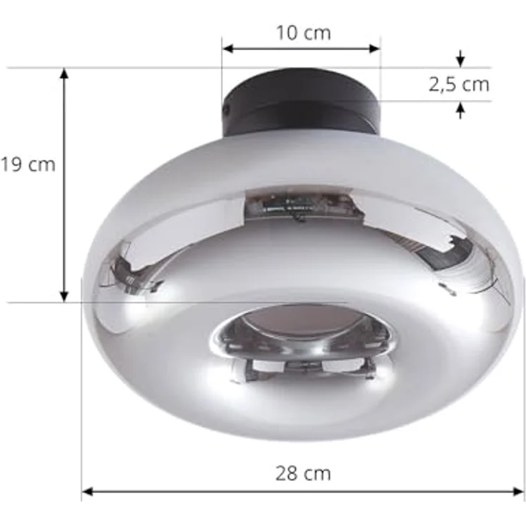 Lindby Deckenlampe 'Zehra' (Modern) in Alu aus Glas u.a. für Flur & Treppenhaus (1 flammig, E27) - Deckenleuchte, Lampe, Flurleuchte – Bild 3