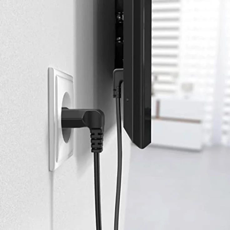Hama Euro-Netzkabel (2-polig, 5 m, beidseitig 90 Grad gewinkelt, Netzstecker auf Euro 8 Doppelbuchse mit Schutzkontakt, Stromkabel) schwarz – Bild 5