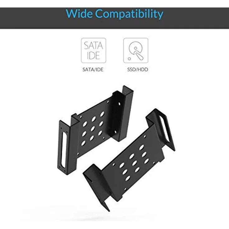 ORICO Aluminium 2,5'' / 3,5'' auf 5,25'' interner Festplattenadapter Konverter Einbaurahmen Wechselrahmen für 2,5-/3,5-Zoll SATA / IDE HDD oder SSD, für Desktop-PC Computer CD-/DVD-ROM (Schwarz) – Bild 6