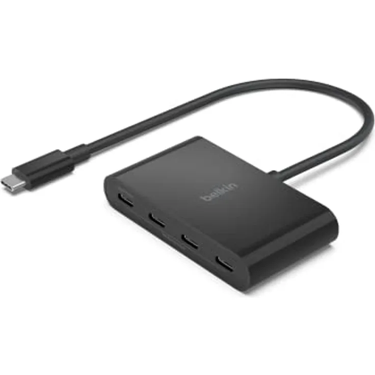 Belkin Connect USB-C™ auf 4-Port USB-C-Hub, Multiport-Adapter Dongle, 4 USB-C 3.2-Ports der 2. Gen., 100 W PD, Datentransfer mit maximal 10 Gbit/s für MacBook, iPad, Chromebook, Windows-Laptops usw.