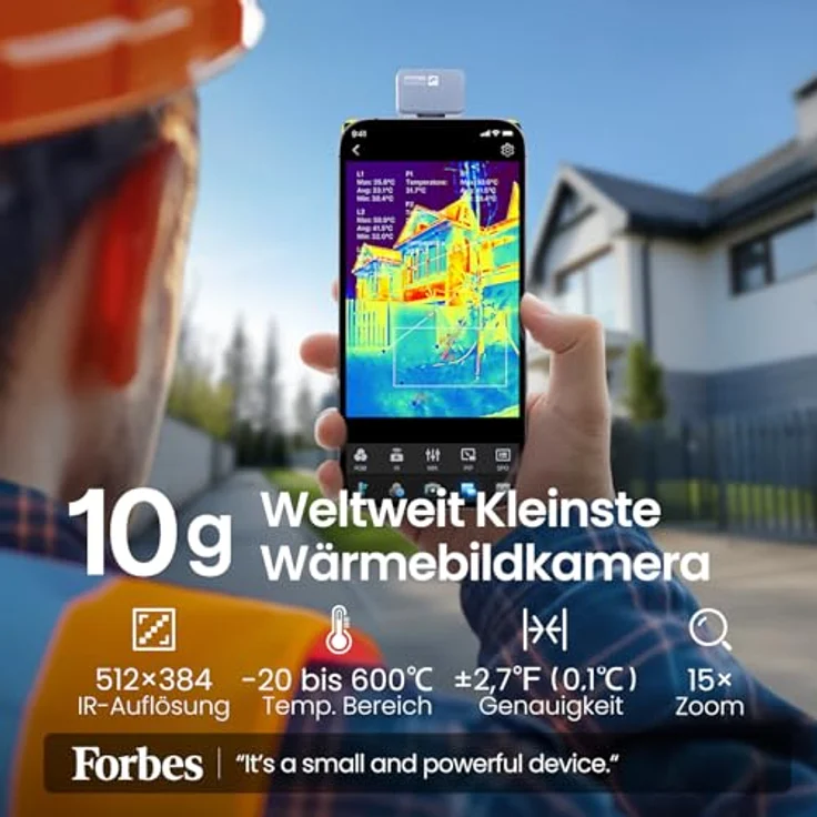 Thermal Master P2 Wärmebildkamera, Android, 512x384 Auflösung, -20 bis 600℃, ±1,5℃ Genauigkeit, 15x Zoom, inkl. Schutzcase – Bild 2