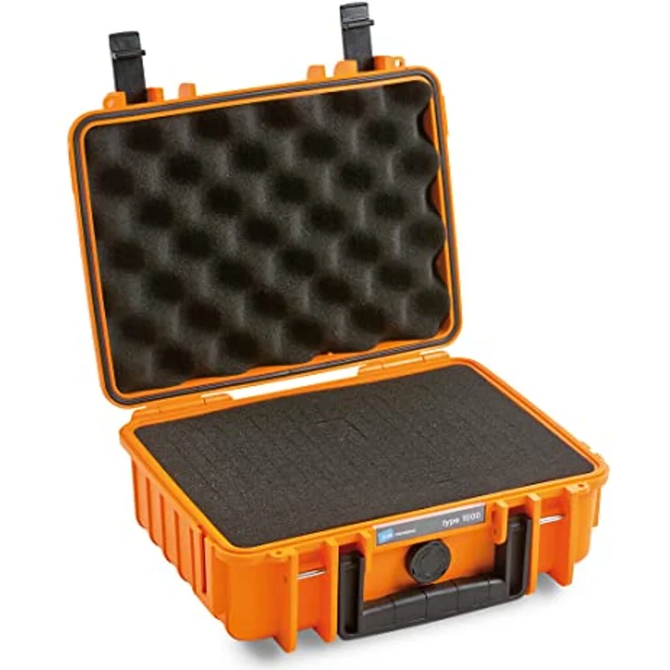 B&W Outdoor Case Hartschalenkoffer Typ 1000 mit Schaumstoff (Hardcase Koffer IP67, SI Würfelschaum, wasserdicht, Innenmaß 27x21,5x10,5cm, Orange) – Bild 6