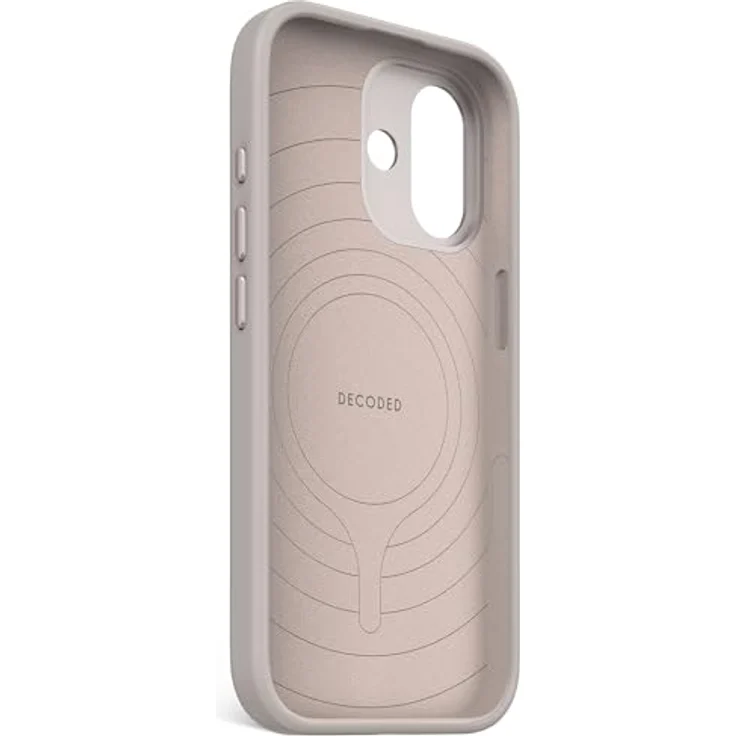 Decoded Silikonhülle für iPhone 17, Premium Soft-Touch, Antibakterielle Beschichtung, MagSafe Kompatibel, Fallschutz, Kratzfest, Metallknöpfe, Fester Griff, Hell Braun – Bild 3