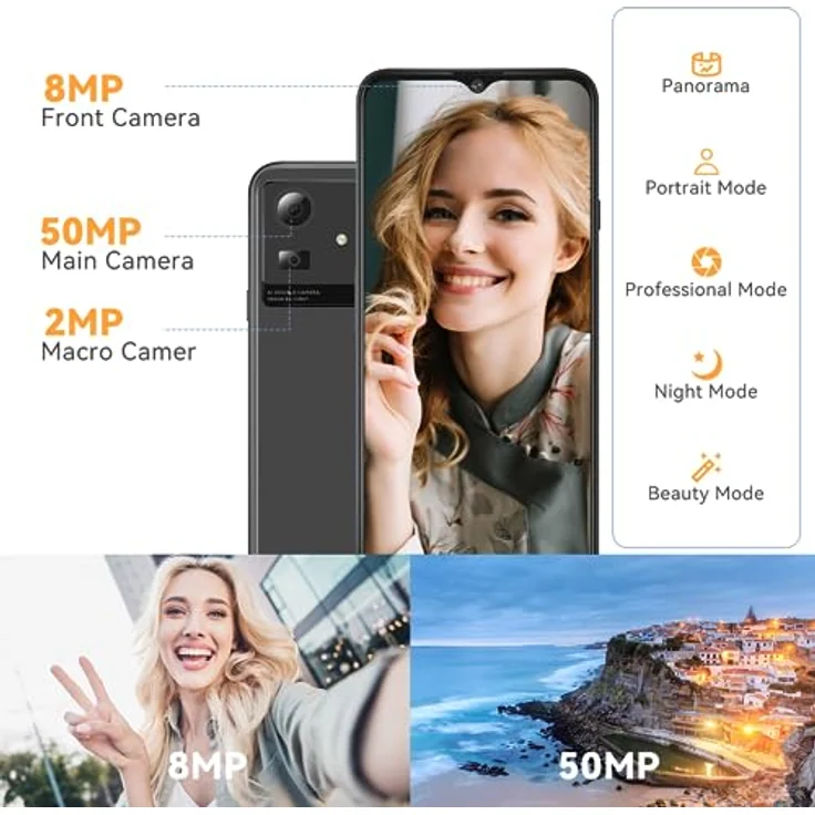 CUBOT Note 50 Smartphone Ohne Vertrag Android 13 Handy Günstig (2023),Octa-Core 16GB RAM/256GB ROM 4G Dual SIM Simlockfreie Handys,6,56" HD+ Display,5200mAh,50MP Kamera,NFC/Fingerabdruck/OTG-Schwarz – Bild 4