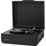 Crosley Mercury Retro Plattenspieler mit 2 Lautsprecher, Bluetooth In/Out & AUX - 3 Speed Schallplattenspieler - Für 7", 10" und 12" Vinyl - Tragbar mit Integriertem Koffer - Schwarz Lederoptik