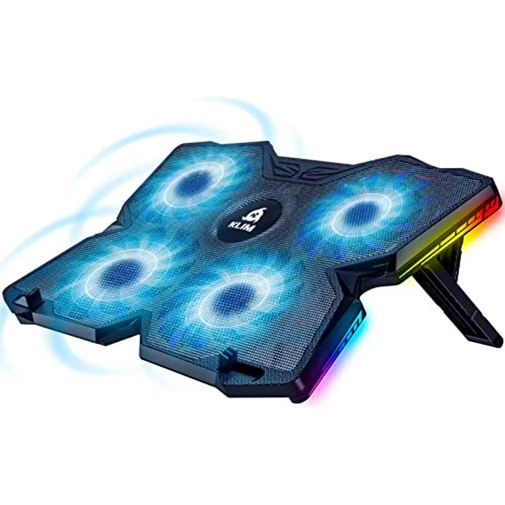 KLIM Wind Laptop Kühler, Cooling Pad mit 4 Lüftern, USB Powered, RGB, geeignet für 15-17 Zoll Laptops, leise und stabil – Bild 1