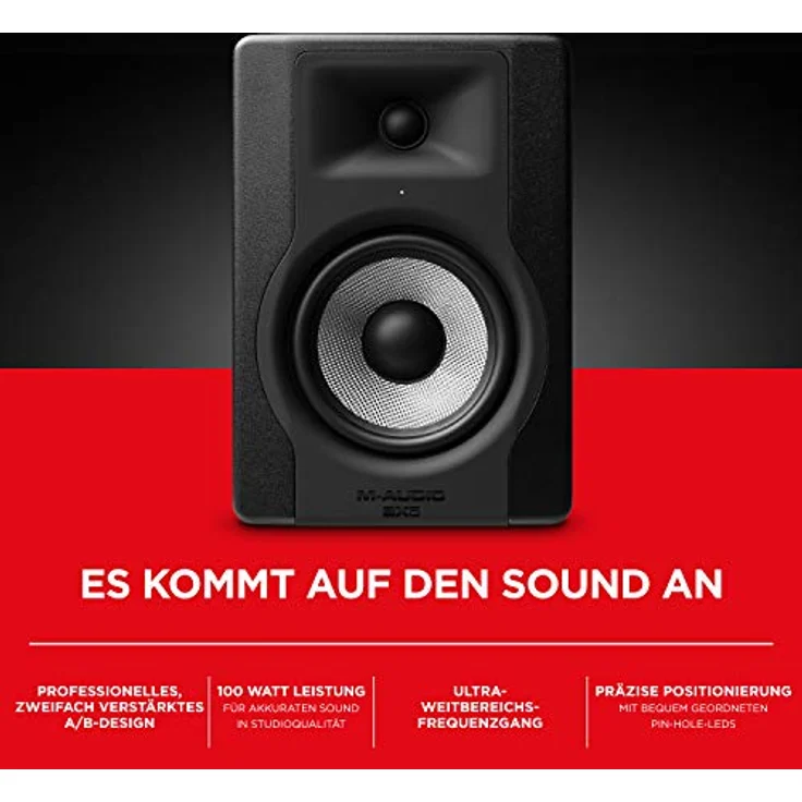 M-Audio BX5 D3 - Kompakter 2-Wege 5-Zoll Studiomonitor - Lautschprecher, aktiv, für Musikproduktion oder Mixen, mit integrierter akustischer Raumsteuerung, 1 Stück Einbau-Lautsprecher - 100 Watt - schwarz – Bild 3
