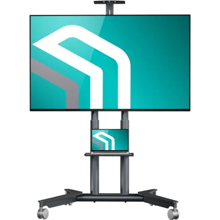 ONKRON TS1571-G, mobiler TV Ständer rollbar für 32-75" Fernseher, bis 50 kg, max VESA 600x400, höhenverstellbar, Graphit – Bild 1