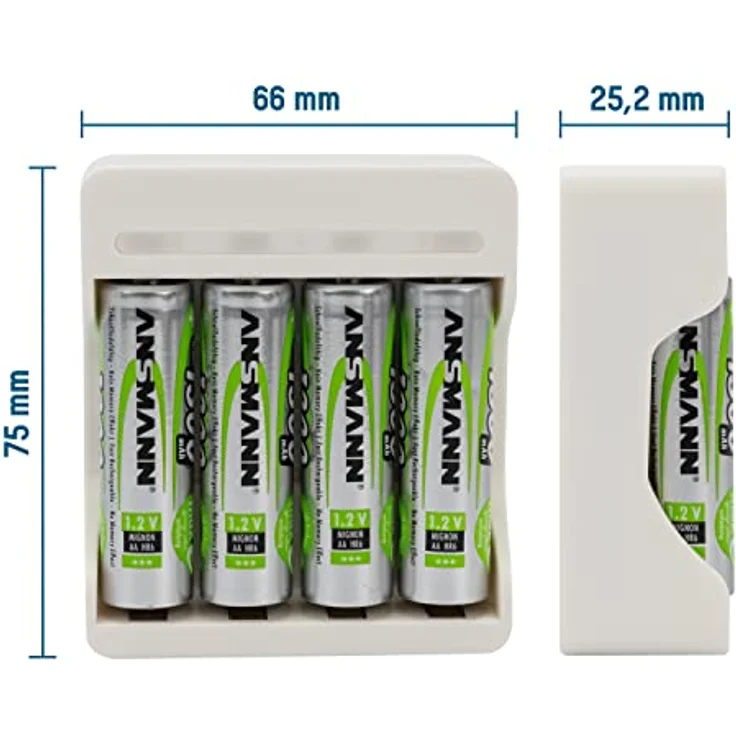 ANSMANN Akku Ladegerät AA AAA für 1-4 NiMH Akkus Basic 4 Ladegerät mit Akkus - Akkuladegerät mit Timer & automatischer Abschaltung für wiederaufladbare Batterien inkl. 4 Mignon AA Accus 1300mAh – Bild 3