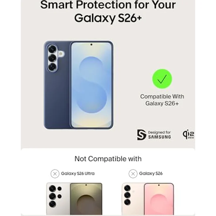 Belkin SheerForce Protect Samsung Galaxy S26+ Hülle, 4 m Aufprallschutz nach Militärstandard, Doppellagig, Qi2-zertifiziert – Blau – Bild 2