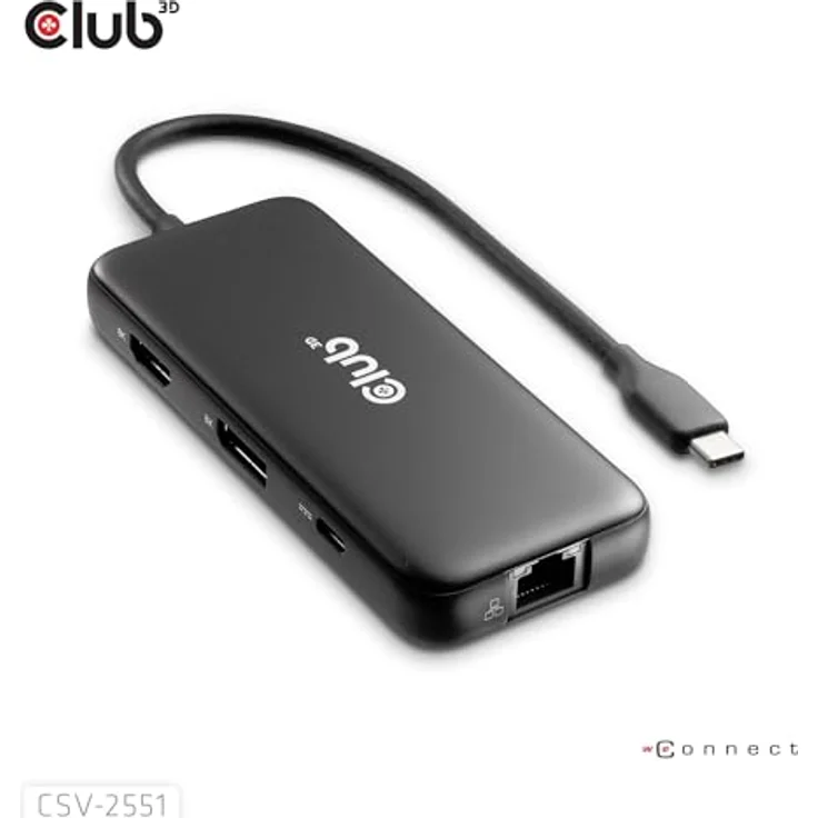 Club 3D 8-1 Portable Dock USB Type-C, 10 Gbps, HDMI und DisplayPort, 8K 30Hz, PD 100W, kompatibel mit Windows und MacOS – Bild 7
