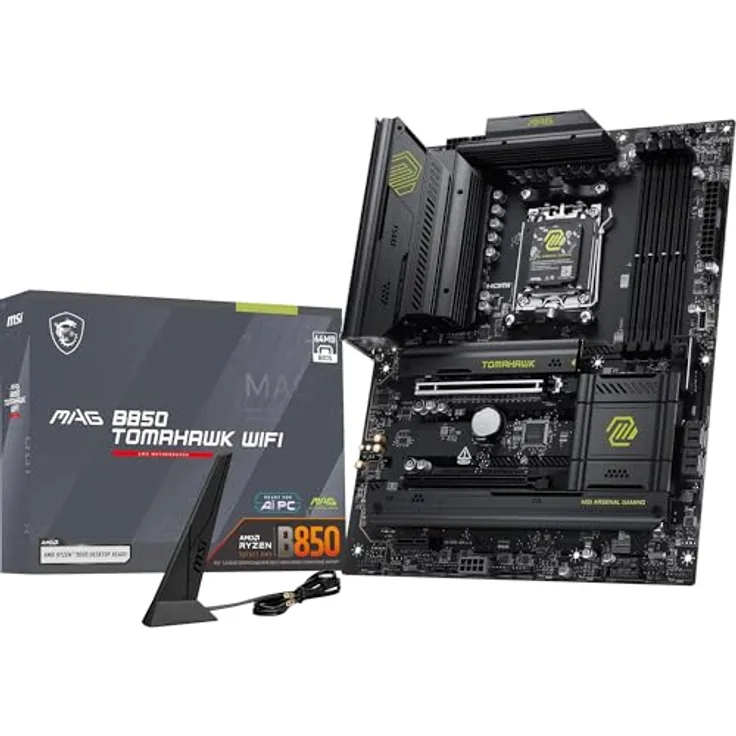 MSI MAG B850 Tomahawk WiFi Mainboard, ATX - Unterstützt AMD Ryzen 9000/8000/7000, DDR5 bis 8200+ MT/s, PCIe 5.0, M.2 Gen5, Wi-Fi 7, 5G LAN