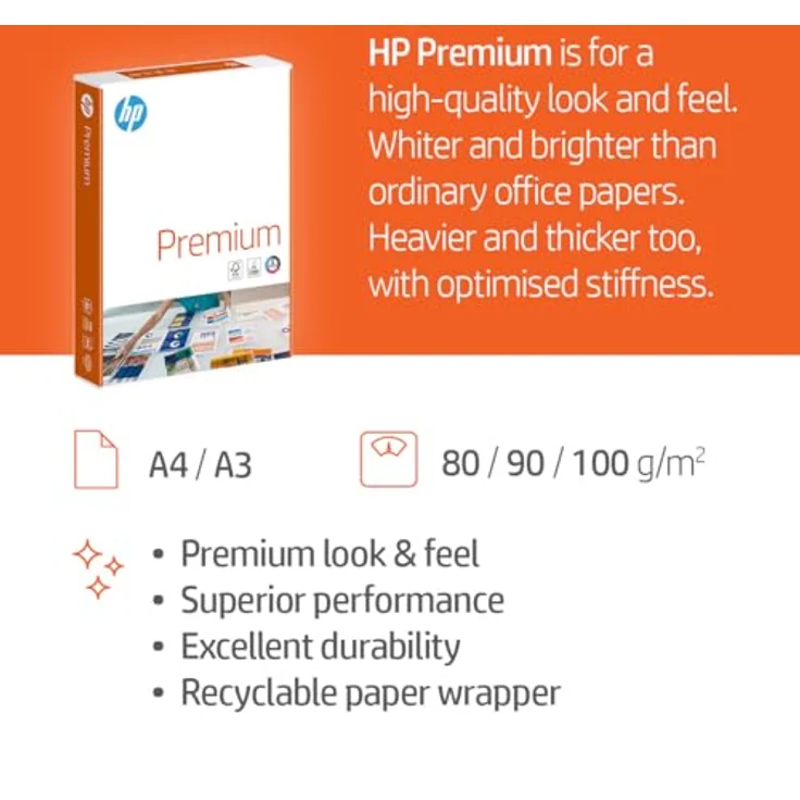 HP Druckerpapier Premium CHP 854: 100g, A4, 2.000 Blatt (4x500), Extraglatt, Weiß - Intensive Farben, Scharfes Schriftbild – Bild 5