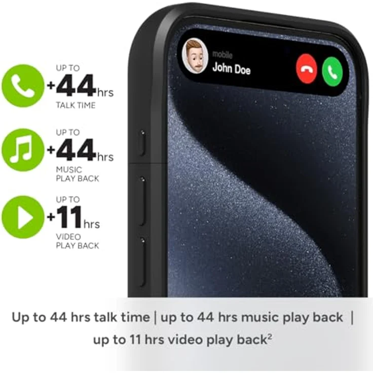 ZAGG mophie Juice Pack, Power Bank für iPhone 15, 2.400mAh Hülle mit Akku, 6-Fuß Fallschutz, schlankes Design, USB-C-Anschluss (Schwarz) – Bild 2