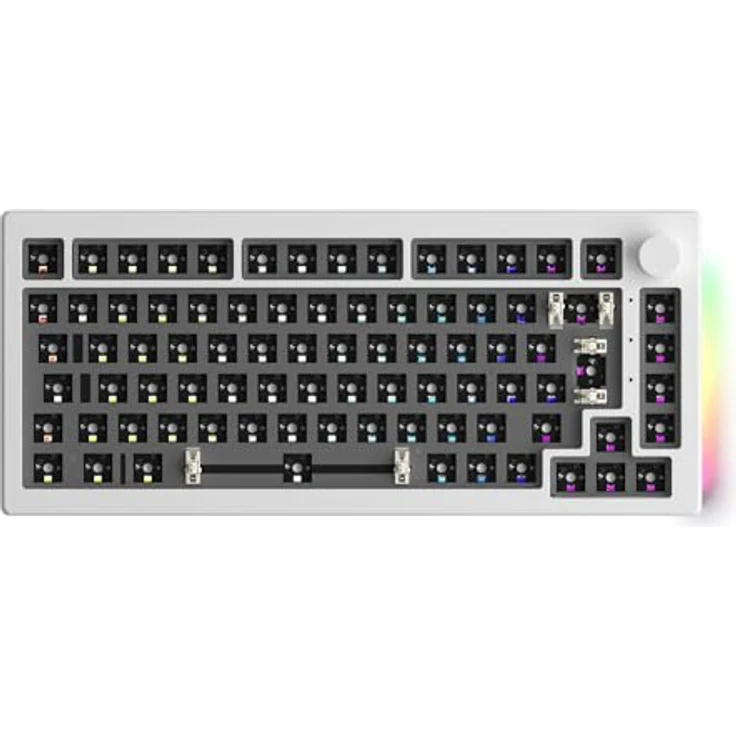 Akko 5075B ISO Barebone-Tastatur-Kit, mechanische Gaming-Tastatur mit 2,4 GHz/Bluetooth 5.0, VIA-programmierbar, Hot-Swap-fähig, 4500-mAh-Akku, RGB-Hintergrundbeleuchtung, Weiß – Bild 1