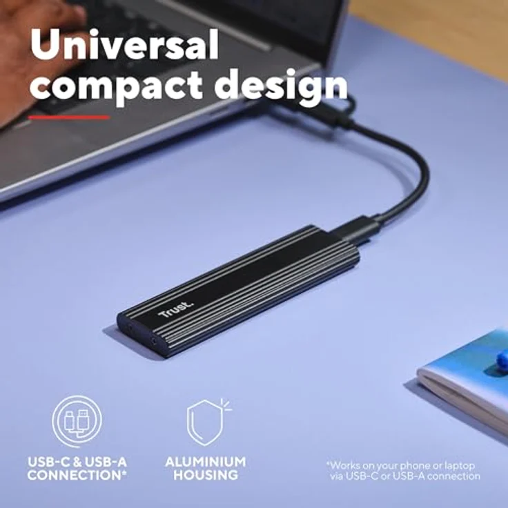 Trust USB-C-Gehäuse für M.2 SSD, ideal zur Festplattenaufbewahrung – Bild 4
