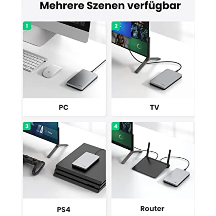 UGREEN USB to USB C Gen2 2,5'' Festplattengehäuse, Type-C 3.1 Gen2 UASP, Unterstützt bis zu 10 TB, angenehme Handhabung, JUO Qualität, schwarz – Bild 4