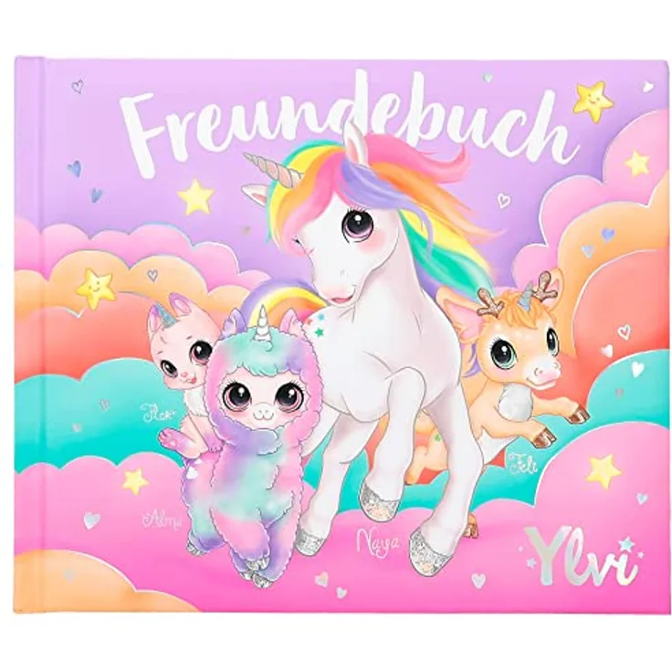 Depesche 12402 Ylvi & the Minimoomis - Buntes Freundebuch mit Einhorn-Motiven, Buch mit 108 Seiten und wattiertem Cover