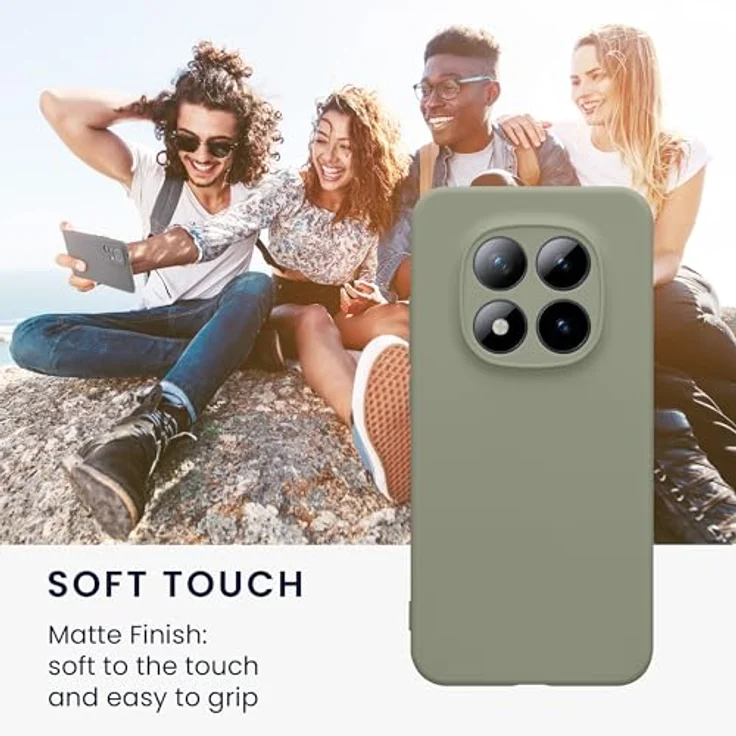 kwmobile Handyhülle für Xiaomi Redmi Note 15 Pro 5G, weiche Silikon Schutzhülle in Graugrün, flexibel und reißfest mit präzisen Ausschnitten für Kamera und Anschlüsse – Bild 4