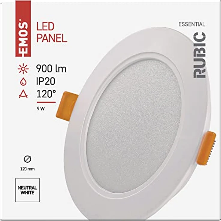 EMOS LED Panel 9 W Deckenleuchte, 900 lm, Einbauleuchte 12 cm, Neutralweiß 4000 K, extra flach, Weiß – Bild 2