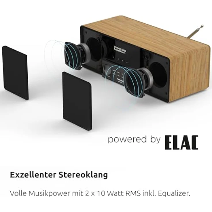 TechniSat DIGITRADIO 3 ASA, Stereo DAB+ Kompaktanlage mit CD-Player, Bluetooth, USB, AUX-In, Radiowecker, 20 W RMS, Eiche – Bild 5