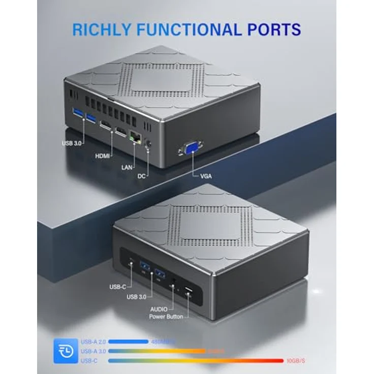 NiPoGi CK10 Mini PC Ιntel Core i5-12450H 32GB RAM 512GB M.2 NVMe SSD 4K UHD/HDMI+VGA Triple Display/WiFi6/BT5.2/Type C/RJ45 – Bild 5