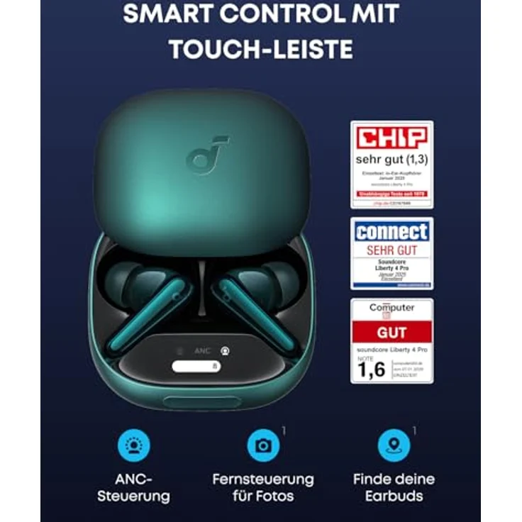soundcore Liberty 4 Pro, Kabellose Noise Cancelling Earbuds mit 7 Sensoren, Echtzeit-ANC, Hi-Fi-Klang, 6 Mikrofone für klare Anrufe, superschnelles Laden, Schwarz – Bild 2