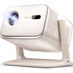 Aurzen Boom Mini Beamer, 4K Smart Projektor mit Google TV, 500 ANSI Lumen, ToF Autofokus, 20W Dolby Audio, WLAN/Bluetooth, cremeweiß