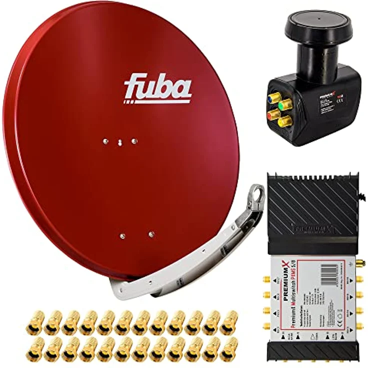 Fuba PremiumX Satelliten-Komplettanlage DAA 850 R, Antenne 850 mm, Multiswitch PXMS-5/8, Quattro LNB, rotbraun – Bild 1