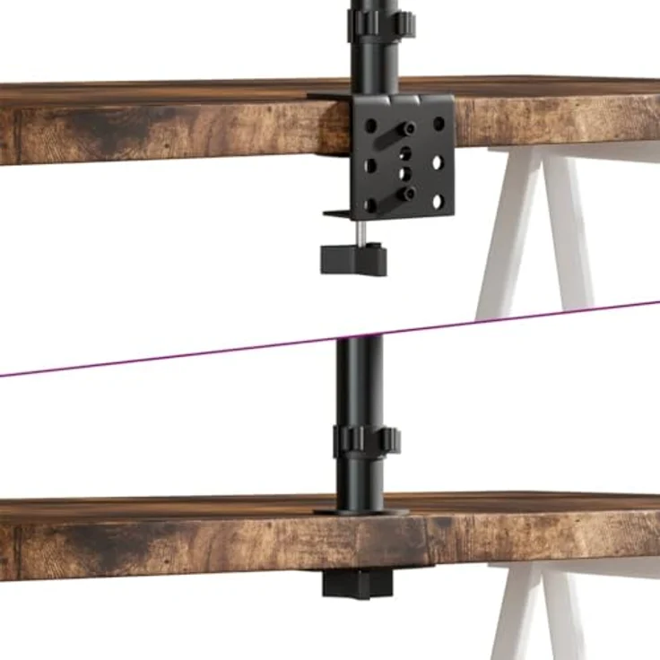vidaXL Monitorhalterung, Verstellbar Monitor Tischhalterung mit C-Klemme, Bildschirmhalterung für 1 Monitor, VESA 75/100 mm, Schwarz Stahl – Bild 5