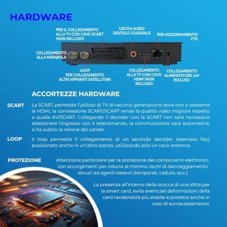 Digiquest Tivùsat Ti9 DVB-S2 Decoder mit Fernbedienung 2 in 1, schwarz, inklusive Tivusat-Karte, Aufnahmefunktion zuschaltbar - DAZN Zone Kanal-fähiges Gerät – Bild 4