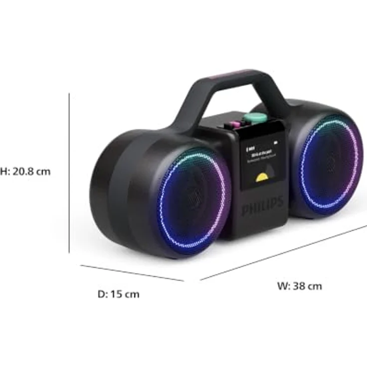 Philips TAMS60 - The Roller Boombox - Bluetooth-Lautsprecher mit 120 W, IP67 Wasserfest, 24 Stunden Akku, Schwarz – Bild 2