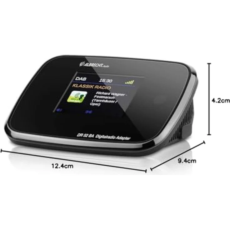 Albrecht DR52BA Adapter mit Bluetooth zum Aufrüsten von HiFi-Anlagen und UKW-Radios zum digitalen DAB+ Empfang, mit Farbdisplay und Antenne, Farbe: Schwarz – Bild 4