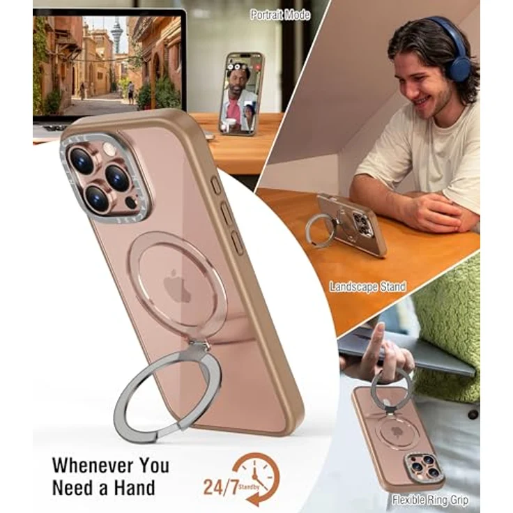 Miracase Magnetic Hülle für iPhone 16 Pro Max 6,9' mit integriertem Ständer und MagSafe-Kompatibilität, stoßfest, Wüstenbraun – Bild 2