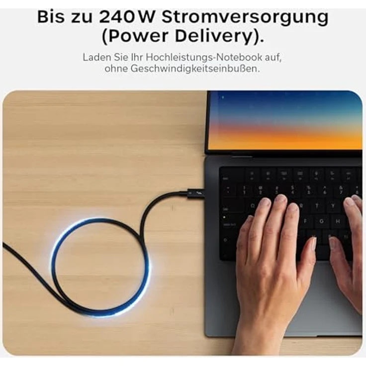 SATECHI Thunderbolt-5 Kabel, 240W PD, 120 Gb/s Datenübertragung, Dual 8K@60Hz, Triple 4K@144Hz, Geflochten, kompatibel mit iPhone 17, uvm. – Bild 4
